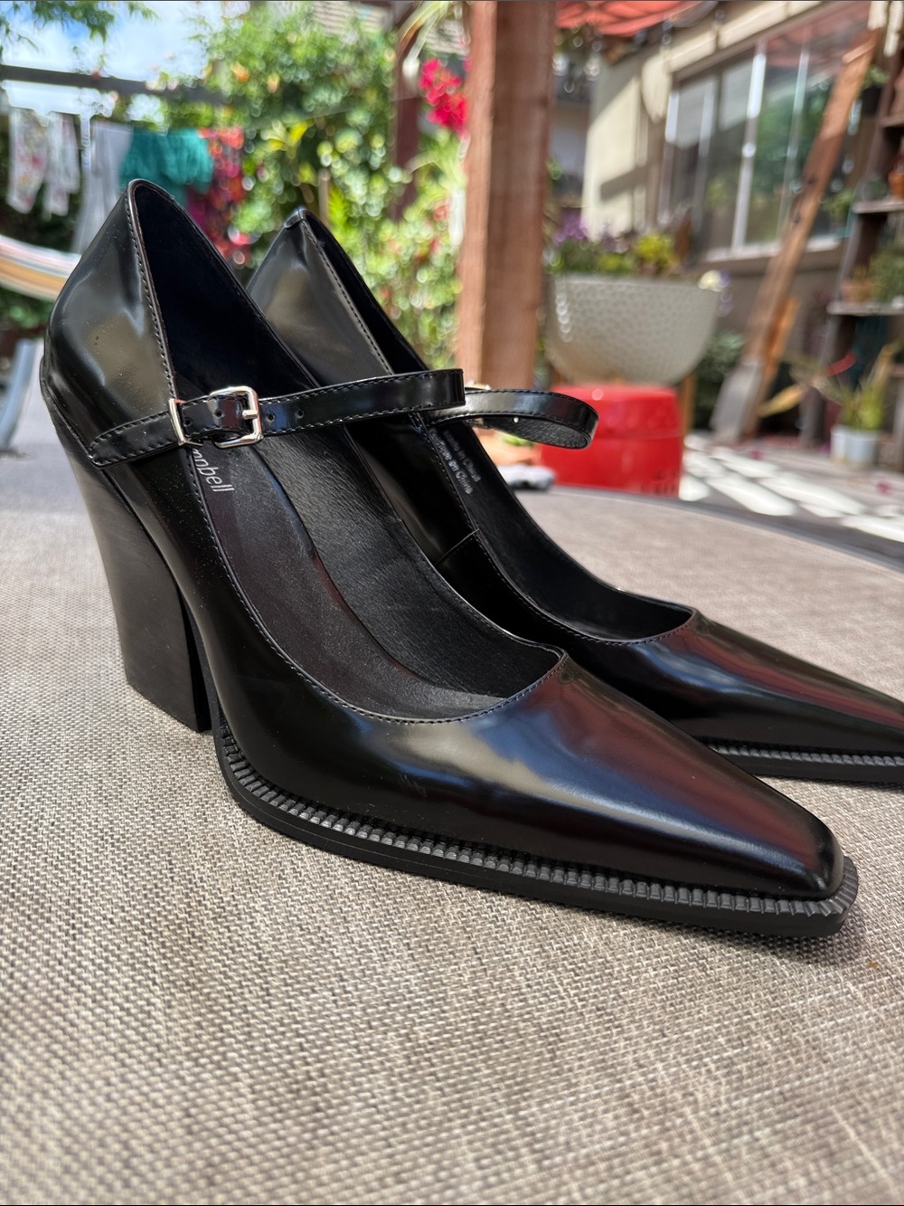 NWOB Jeffrey Campbell Black Leather Mary Jane Pointed Pumps